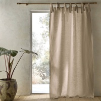 Штора 100 лен на подкладке с завязками Colin 140 x 220 см бежевый AM.PM  фото, kupilegko.ru